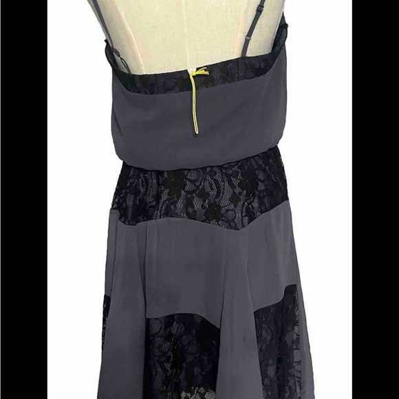 BCBG Generation Black Gray Spaghetti Strap A-line Lace Women’s Dress - Picture 8 of 9